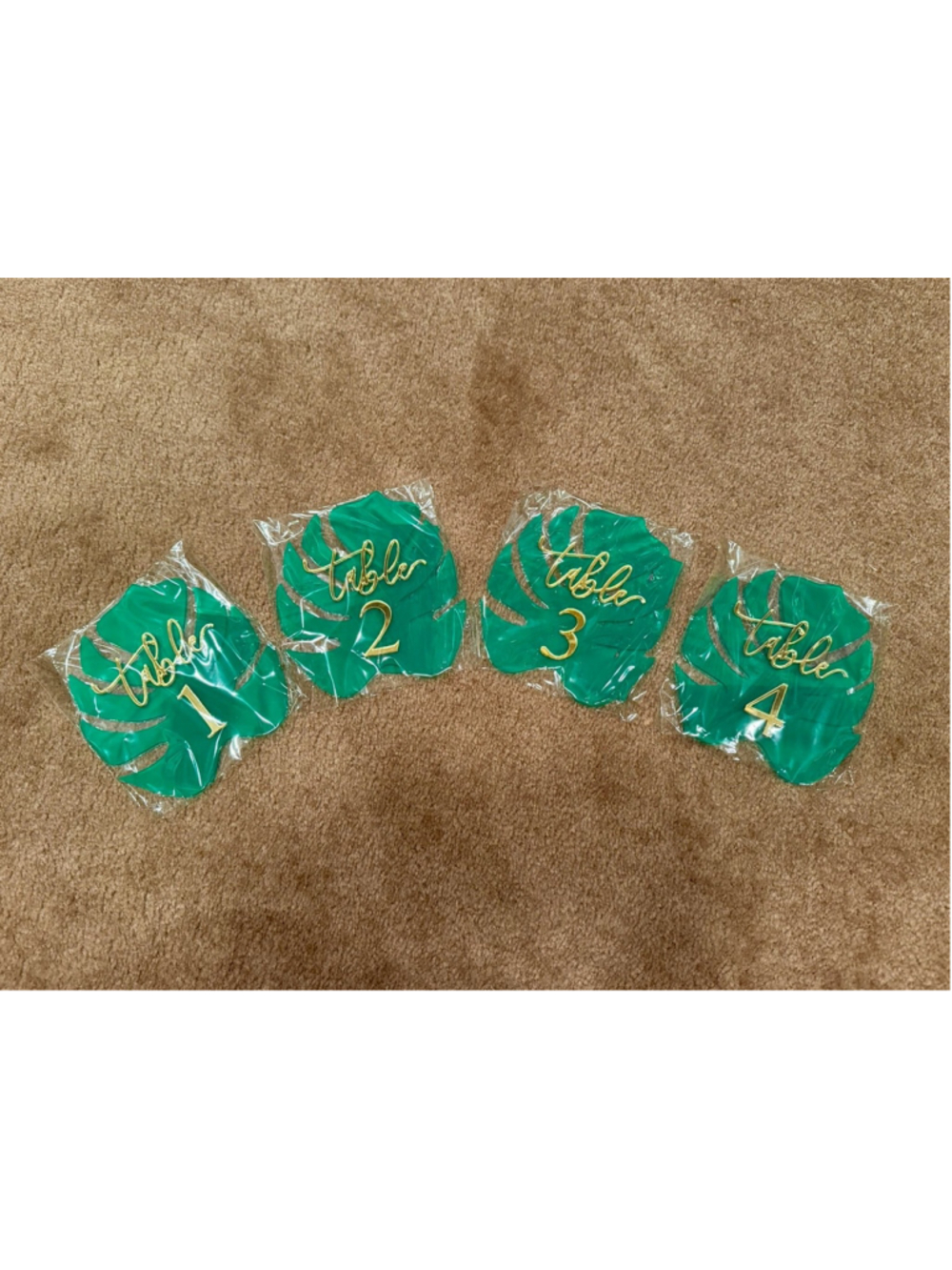 Table Numbers 1-4 Green Acrylic with stands